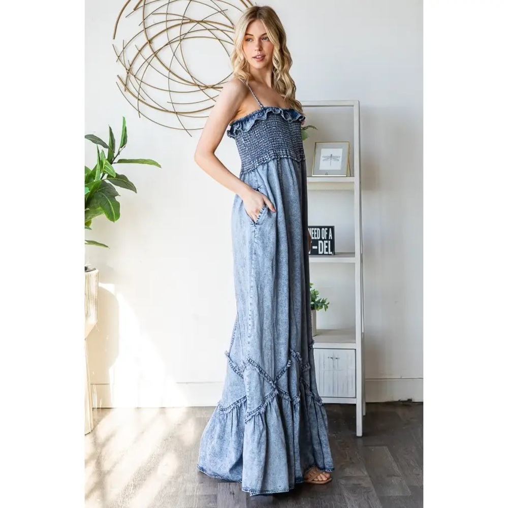 Blue Ruffled Jumpsuit - Picture 3 of 5